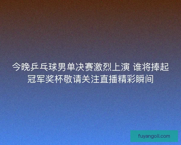 今晚乒乓球男单决赛激烈上演 谁将捧起冠军奖杯敬请关注直播精彩瞬间
