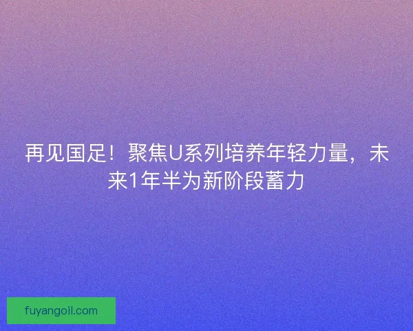 再见国足！聚焦U系列培养年轻力量，未来1年半为新阶段蓄力